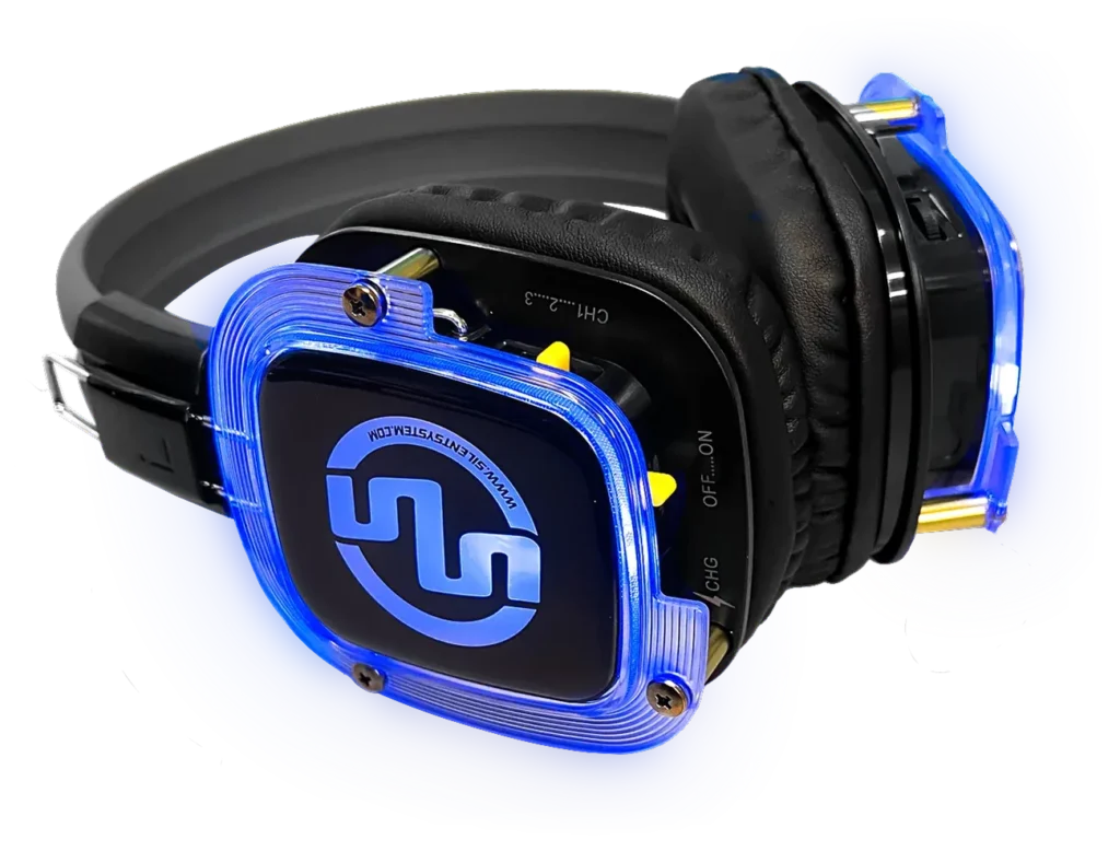 Cuffia silent disco SX-809 Super Power Bass con LED blu accesi